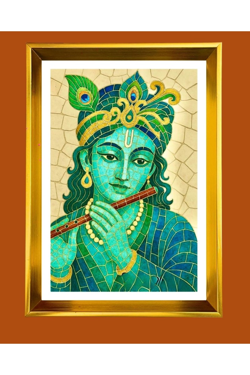 Golden Photo Frame - 10x14 Inches | Elegant Wooden Frame For Home, Office & Temple Decoration | Spiritual Wall & Table Decor and Gift Item