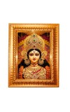 Saraswati Maa Golden Designer Photo Frame | 18x22 Inch Religious Wall Hanging Frame For Home & Office Decoration | Hindu Deity Spiritual Gift Item