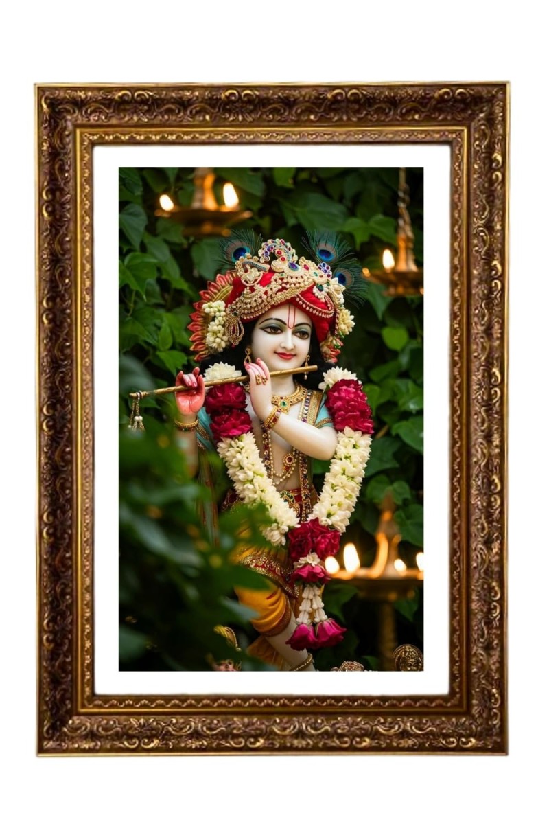 Divine Krishna Big Photo Frame - 20x28 Inches For Home,Temple & Office Decoration (F11139)