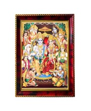 Ram Darbar Photo Frame For Wall & Table | 7x9 Inch Golden Cherry Finish | Decorative Ram Darbar Photo Frame For Home, Office & Pooja Room (F11847)