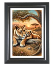 Lions Photo Wall & Table Frame | 10x14 Inch Black Designer | Perfect For Gifting & Home Decor (F9641)