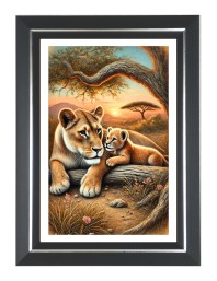 Lions Photo Wall & Table Frame | 12x16 Inch Black Designer | Perfect For Gifting & Home Decor (F9641)