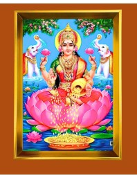 Mata Lakhsmi Golden Photo Frame - 12x16 Inches | Elegant Wooden Frame For Home, Office & Temple Decoration | Spiritual Wall & Table Decor And Gift Item (F9754)