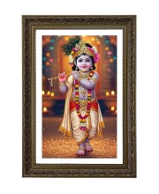 Little Divine Krishna Big Photo Frame - 20x28 Inches For Home,Temple & Office Decoration (F10738)