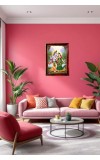Lord Krishna And Radha Photo Frame For Wall & Table | 7x9 Inch Golden Cherry Finish | Decorative Lord Krishna And Radha Photo Frame For Home, Office & Pooja Room (F11791)