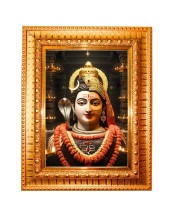 Ardhanarishvara Golden Designer Photo Frame | 10x14 Inch Religious Wall Hanging Frame For Home & Office Decoration | Hindu Deity Ardhanarishvara Spiritual Gift Item