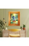 Divine Little Krishna Golden Designer Photo Frame | 10x14 Inch Religious Wall Hanging Frame For Home & Office Decoration | Hindu Deity Divine Little Krishna Spiritual Gift Item