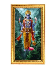 Lord Dhanvantari Digital Golden Color Photo Frame | Hindu Religious Wall Decor | 8x15 Inches - Inspirational Wall Art For Office, Home Decor - Ideal Spiritual Gift (F10374)