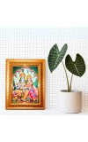 Lord Vishnu Goddess Lakshmi Golden Designer Photo Frame | 10x14 Inch Religious Wall Hanging Frame For Home & Office Decoration | Hindu Deity Spiritual Gift Item
