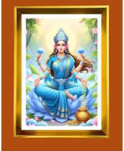 Mata Lakhsmi Golden Photo Frame - 16x20 Inches | Elegant Wooden Frame For Home, Office & Temple Decoration | Spiritual Wall & Table Decor And Gift Item (F9708)