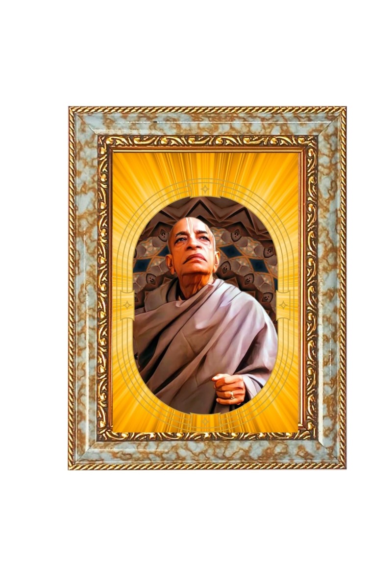 A.C. Bhaktivedanta Swami Prabhupada Spiritual Guru Digital Photo In Designer Frame, Size 8x12 Inch | Hindu Religious Picture For Home Temple, Office & Gift | Wall Art & Pooja Decor (F10498)