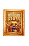 Lord Hanuman Golden Designer Photo Frame | 12x16 Inch Religious Wall Hanging Frame For Home & Office Decoration | Hindu Deity Spiritual Gift Item