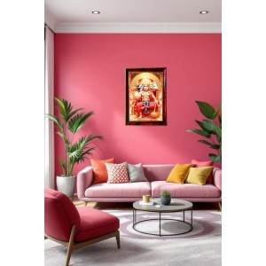 Lord Hanuman Photo Frame For Wall & Table | 7x9 Inch Golden Cherry Finish | Decorative Lord Hanuman Photo Frame For Home, Office & Pooja Room (F11780)
