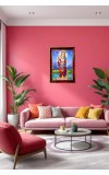 Goddess Radha Photo Frame For Wall & Table | 7x9 Inch Golden Cherry Finish | Decorative Goddess Radha Photo Frame For Home, Office & Pooja Room (F11788)