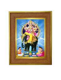 Lord Vishwakarma Photo Frame 10x14 Inches-Brown Wooden Frame For Home, Office & Temple Decoration And Gifting (F6383)