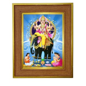 Lord Vishwakarma Photo Frame 10x14 Inches-Brown Wooden Frame For Home, Office & Temple Decoration And Gifting (F6383)