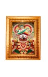 Jai Jagannath Golden Designer Photo Frame | 12x16 Inch Religious Wall Hanging Frame For Home & Office Decoration | Hindu Deity Spiritual Gift Item