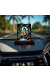 Car Desk/Table Top Lord Murugan Wooden Photo Stand 3x4 Inches, Compact & Stylish Spiritual Display For Car, Home & Office (Pack Of 1) (F14314)