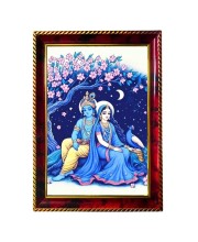 Lord Krishna And Radha Photo Frame For Wall & Table | 7x9 Inch Golden Cherry Finish | Decorative Lord Krishna And Radha Photo Frame For Home, Office & Pooja Room (F11516)