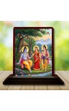 Car Desk/Table Top Lord Rama Sita And Lakshman Wooden Photo Stand 3x4 Inches, Compact & Stylish Spiritual Display For Car, Home & Office (Pack Of 1) (F14295)