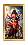 Devi Durga Digital Golden Color Photo Frame | Hindu Religious Wall Decor | 10x17 Inches - Inspirational Wall Art For Office, Home Decor - Ideal Spiritual Gift (F10209)
