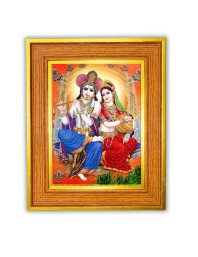 Radha Krishna Photo Frame 10x14 Inches-Brown Wooden Frame For Home, Office & Temple Decoration And Gifting (F6468)