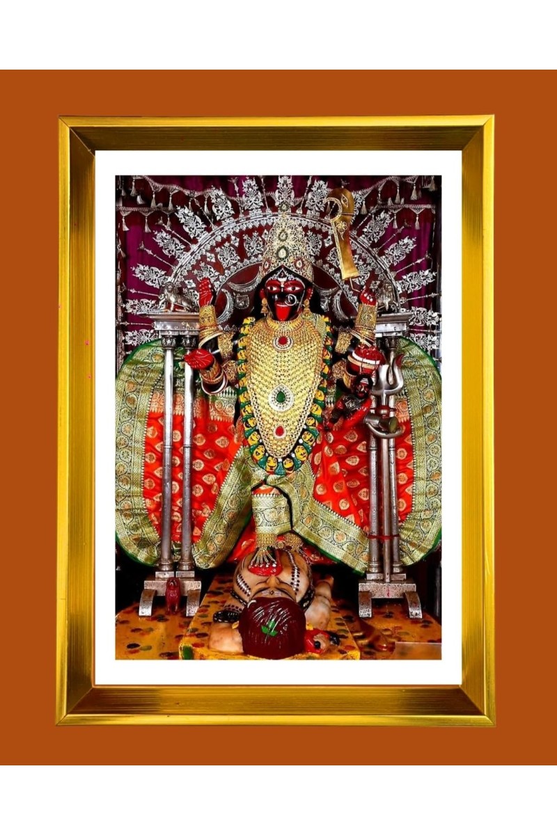 Mata Bhavatarini Golden Photo Frame - 10x14 Inches | Elegant Wooden Frame For Home, Office & Temple Decoration | Spiritual Wall & Table Decor And Gift Item (F9492)
