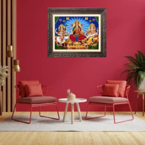 Srasati, lakhsmi, ganesh Big Photo Frame - 24x28 Inches for Home,Temple & Office Decoration