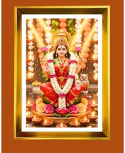 Mata Lakhsmi Golden Photo Frame - 16x20 Inches | Elegant Wooden Frame For Home, Office & Temple Decoration | Spiritual Wall & Table Decor And Gift Item (F9733)