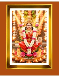 Mata Lakhsmi Golden Photo Frame - 14x18 Inches | Elegant Wooden Frame For Home, Office & Temple Decoration | Spiritual Wall & Table Decor And Gift Item (F9733)
