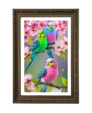 Budgerigars Big Photo Frame - 20x28 Inches For Home,Temple & Office Decoration (F10686)