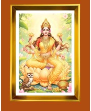 Mata Lakhsmi Golden Photo Frame - 16x20 Inches | Elegant Wooden Frame For Home, Office & Temple Decoration | Spiritual Wall & Table Decor And Gift Item (F9709)