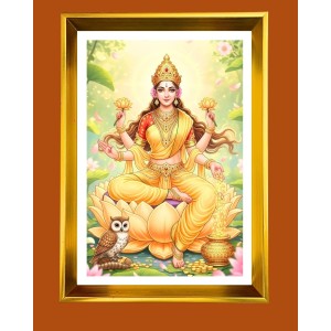 Mata Lakhsmi Golden Photo Frame - 10x14 Inches | Elegant Wooden Frame For Home, Office & Temple Decoration | Spiritual Wall & Table Decor And Gift Item (F9709)