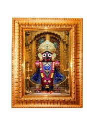 Lord Jagannath Golden Designer Photo Frame | 10x14 Inch Religious Wall Hanging Frame For Home & Office Decoration | Hindu Deity Lord Jagannath Spiritual Gift Item