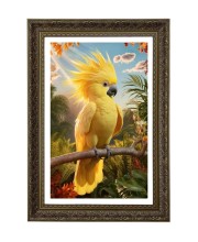 Golden Parakeet Big Photo Frame - 20x28 Inches For Home,Temple & Office Decoration (F11040)