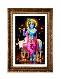 Divine Krishna Big Photo Frame - 20x28 Inches For Home,Temple & Office Decoration (F11141)