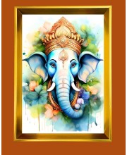 Golden Photo Frame - 10x14 Inches | Elegant Wooden Frame For Home, Office & Temple Decoration | Spiritual Wall & Table Decor and Gift Item