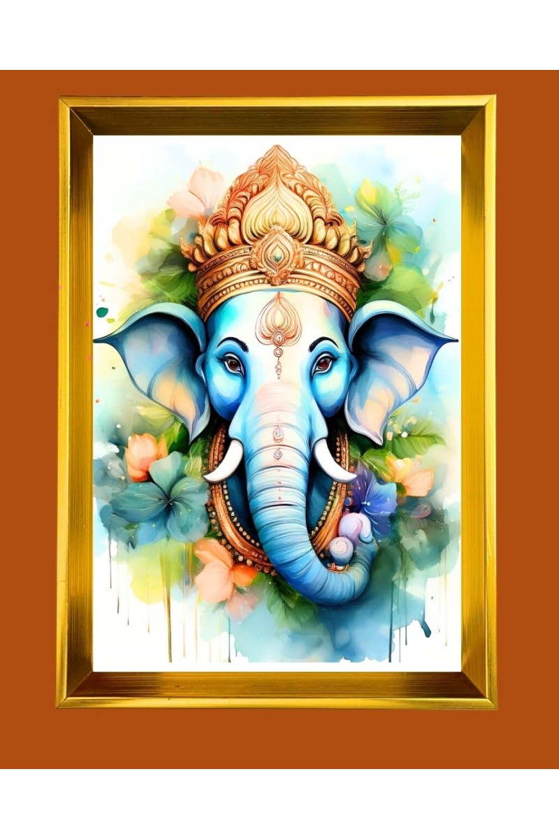 Golden Photo Frame - 10x14 Inches | Elegant Wooden Frame For Home, Office & Temple Decoration | Spiritual Wall & Table Decor and Gift Item