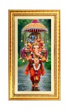 Lord Ganesh Digital Golden Color Photo Frame | Hindu Religious Wall Decor | 8x15 Inches - Inspirational Wall Art For Office, Home Decor - Ideal Spiritual Gift (F10189)