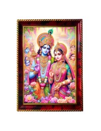 Lord Rama Sita Photo Frame For Wall & Table | 7x9 Inch Golden Cherry Finish | Decorative Lord Rama Sita Photo Frame For Home, Office & Pooja Room (F11362)
