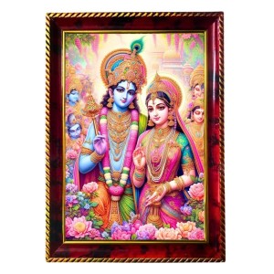 Lord Rama Sita Photo Frame For Wall & Table | 7x9 Inch Golden Cherry Finish | Decorative Lord Rama Sita Photo Frame For Home, Office & Pooja Room (F11362)