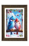Two Cartoon Lovebirds On A Swing Big Photo Frame - 20x28 Inches For Home,Temple & Office Decoration (F10681)