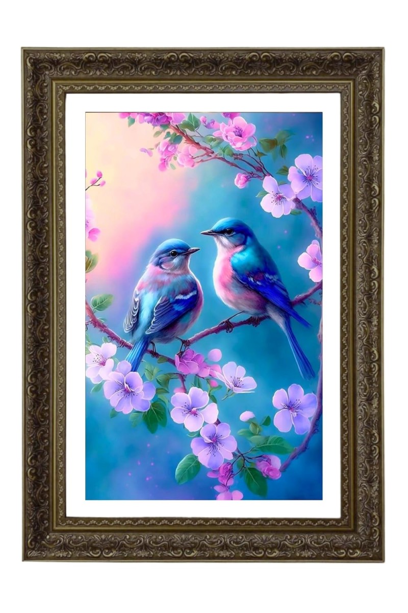 Bluebirds Big Photo Frame - 20x28 Inches For Home,Temple & Office Decoration (F10753)