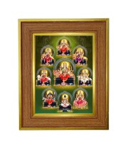 Goddess Nava Durga Photo Frame 10x14 Inches-Brown Wooden Frame For Home, Office & Temple Decoration And Gifting (F6287)