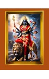 Devi Durga Golden Photo Frame - 16x20 Inches | Elegant Wooden Frame For Home, Office & Temple Decoration | Spiritual Wall & Table Decor And Gift Item (F9740)