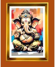 Golden Photo Frame - 10x14 Inches | Elegant Wooden Frame For Home, Office & Temple Decoration | Spiritual Wall & Table Decor and Gift Item