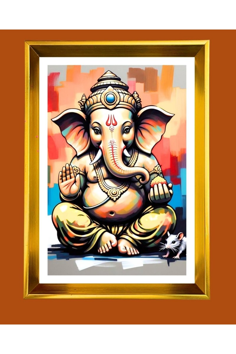 Golden Photo Frame - 10x14 Inches | Elegant Wooden Frame For Home, Office & Temple Decoration | Spiritual Wall & Table Decor and Gift Item