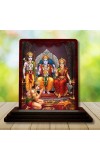 Car Desk/Table Top Lord Rama Darbar Wooden Photo Stand 3x4 Inches, Compact & Stylish Spiritual Display For Car, Home & Office (Pack Of 1) (F14294)