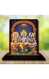 Car Desk/Table Top Bramha Vishnu Shiva Wooden Photo Stand 3x4 Inches, Compact & Stylish Spiritual Display For Car, Home & Office (Pack Of 1) (F14248)