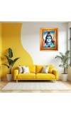 Har Har Mahadev Golden Designer Photo Frame | 10x14 Inch Religious Wall Hanging Frame For Home & Office Decoration | Hindu Deity Har Har Mahadev Spiritual Gift Item